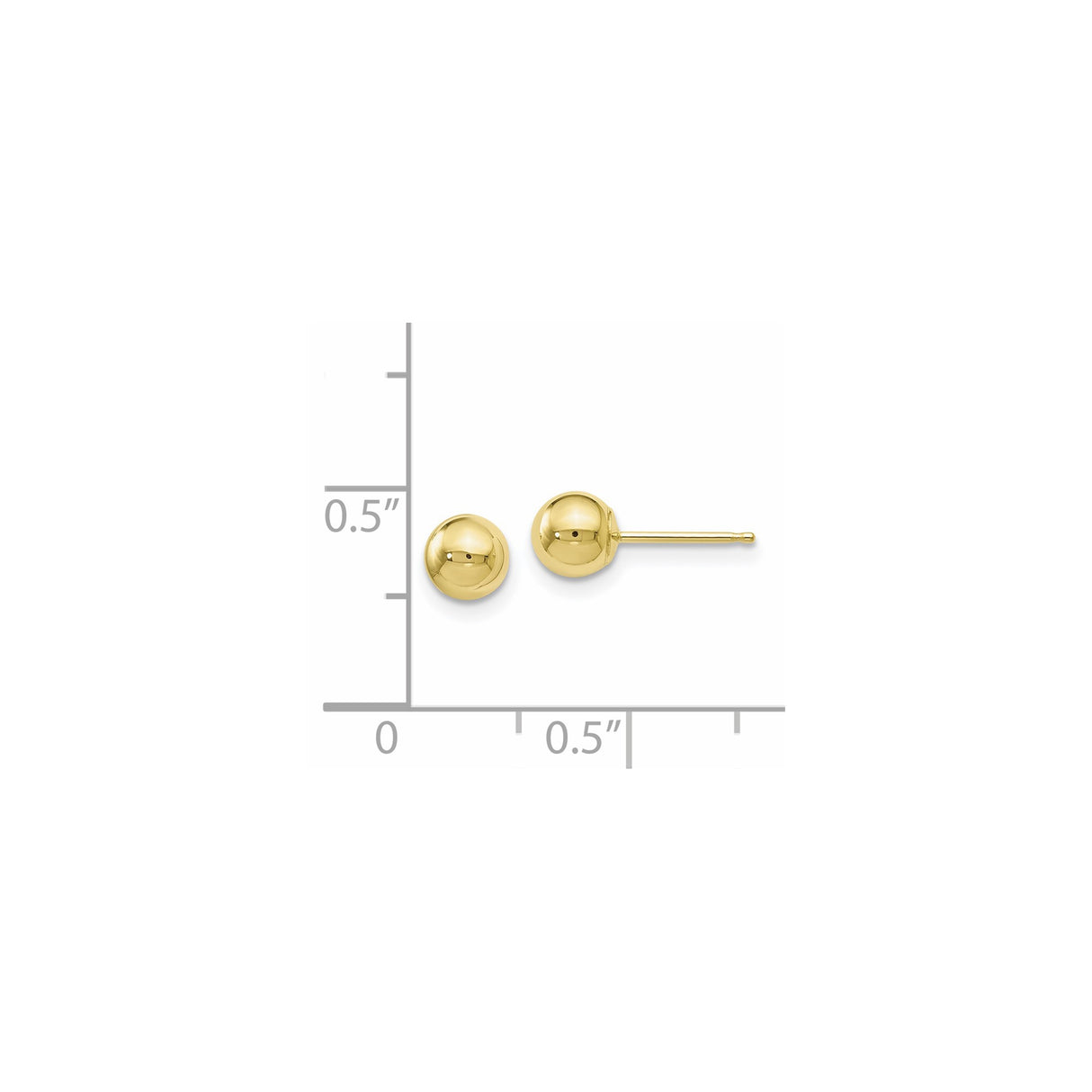 10k Yellow Gold Ball Stud Earrings, Polished Sphere Design, Minimalist Style for Women