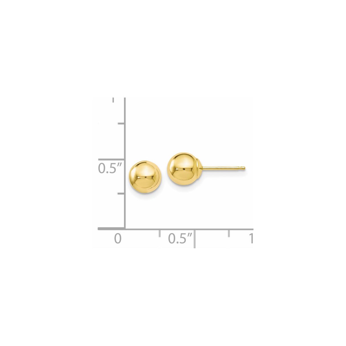 10k Yellow Gold Ball Stud Earrings, Small Polished Round Minimalist Design for Women and Men