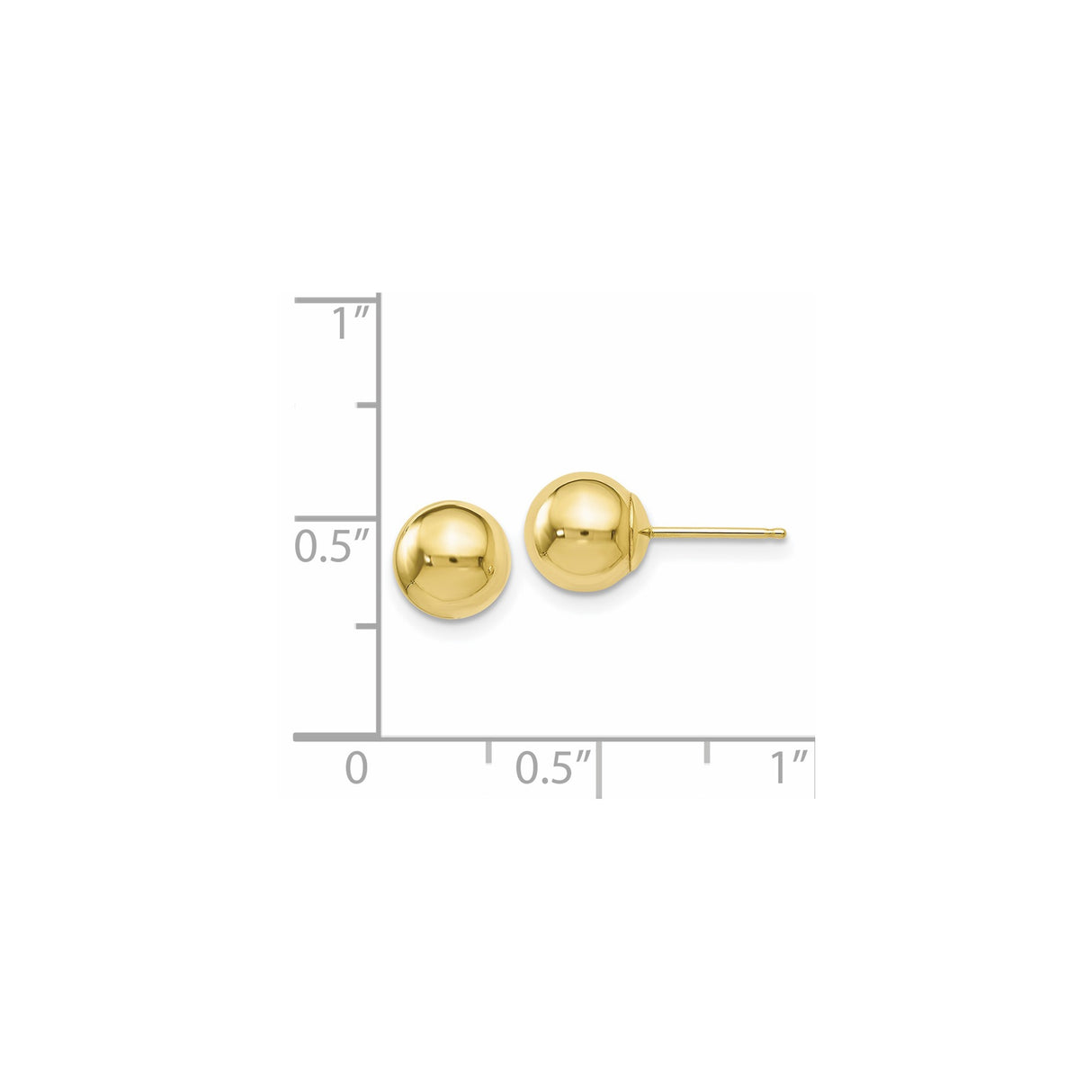 10k Yellow Gold Ball Stud Earrings, Polished Round Design, Minimalist Style for Women