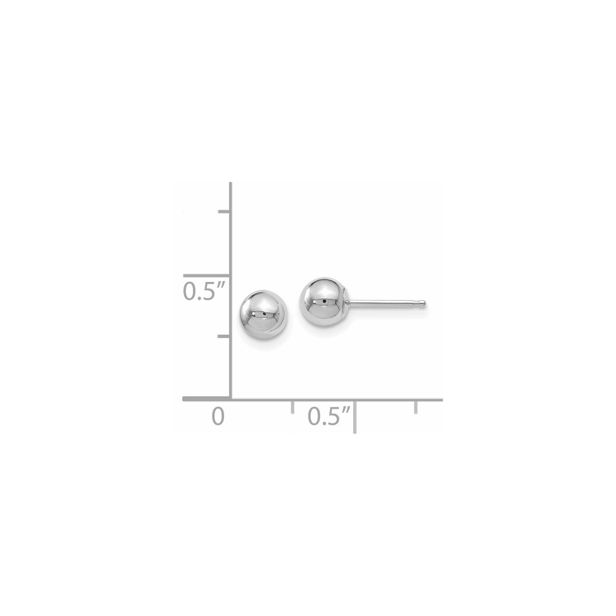 10k White Gold Stud Earrings, Polished Ball Design, Minimalist Style for Women