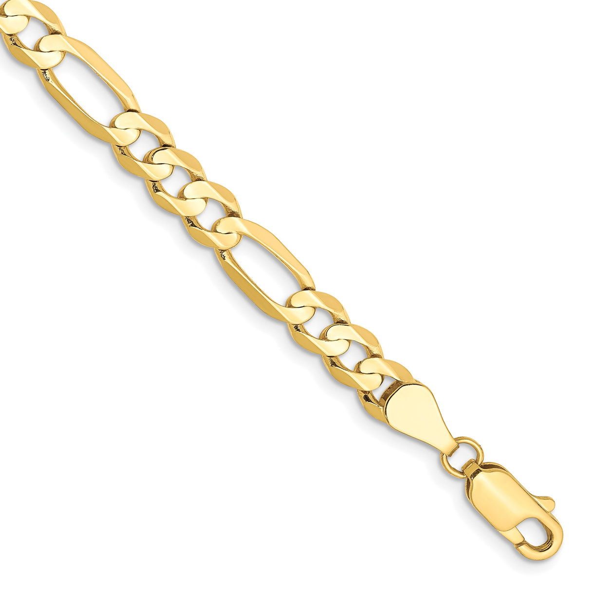 10K Yellow Gold 5.5 mm Figaro Chain Bracelet, Polished