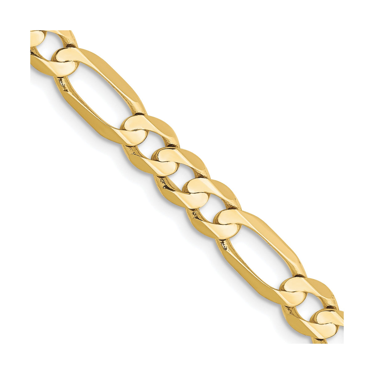 10K Yellow Gold 5.5 mm Figaro Chain Necklace, Polished detail view
