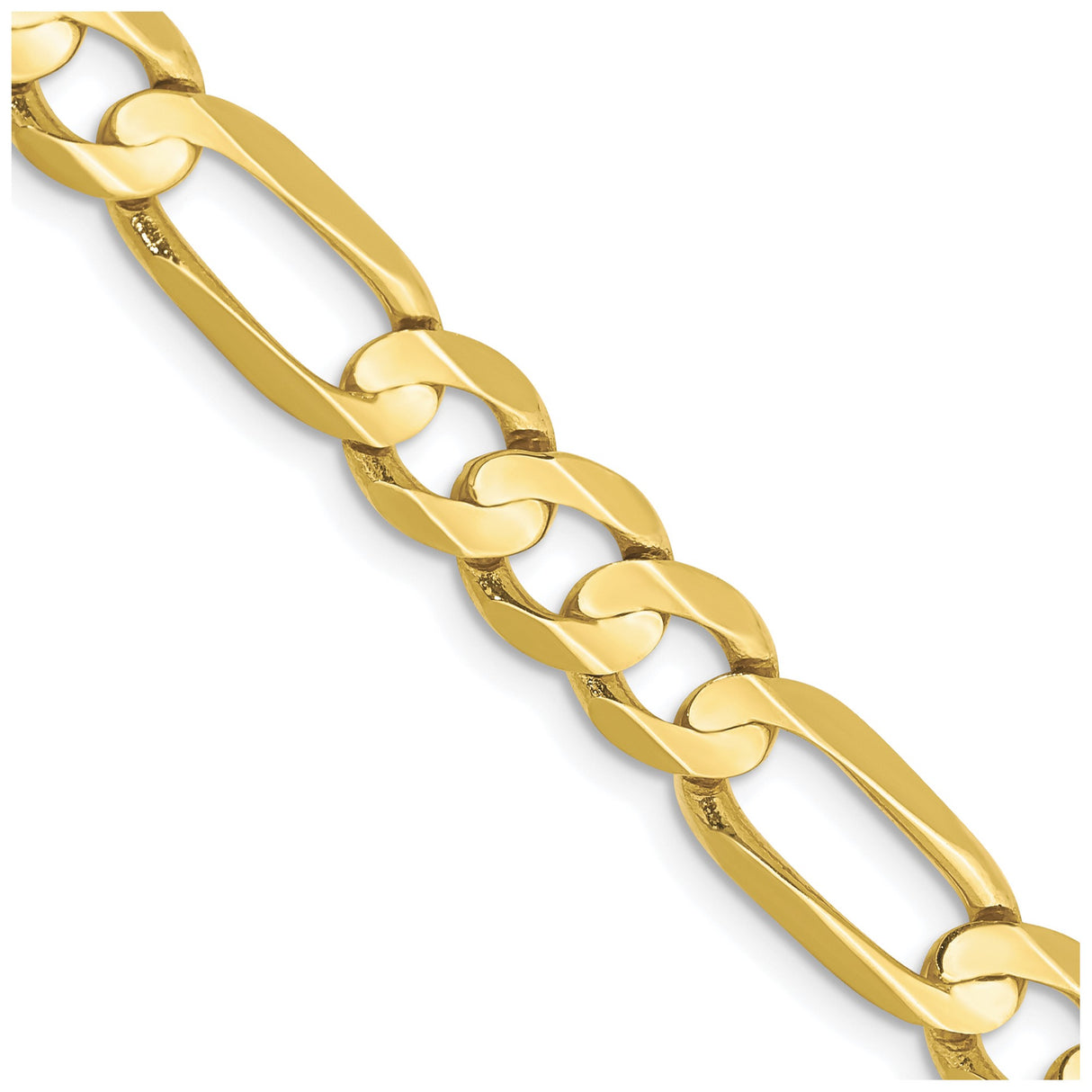 10K Yellow Gold 6.75 mm Figaro Chain Necklace, Polished detail view
