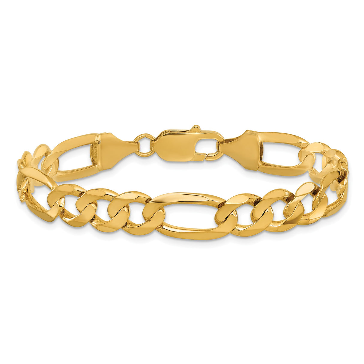 10K Yellow Gold 8.75 mm Figaro Chain Bracelet, Polished