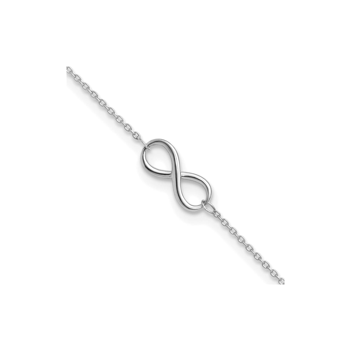 10K White Gold 1 mm Polished Chain Anklet, Solid detail view