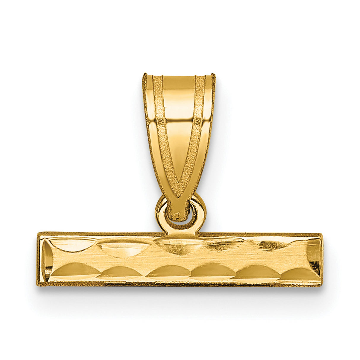 10k Yellow Gold T-Bar Pendant, Minimalist Polished and Textured Design, Unisex Jewelry