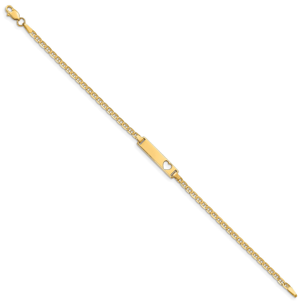 10K Yellow Gold 2.4 mm Polished Chain Bracelet, Solid detail view