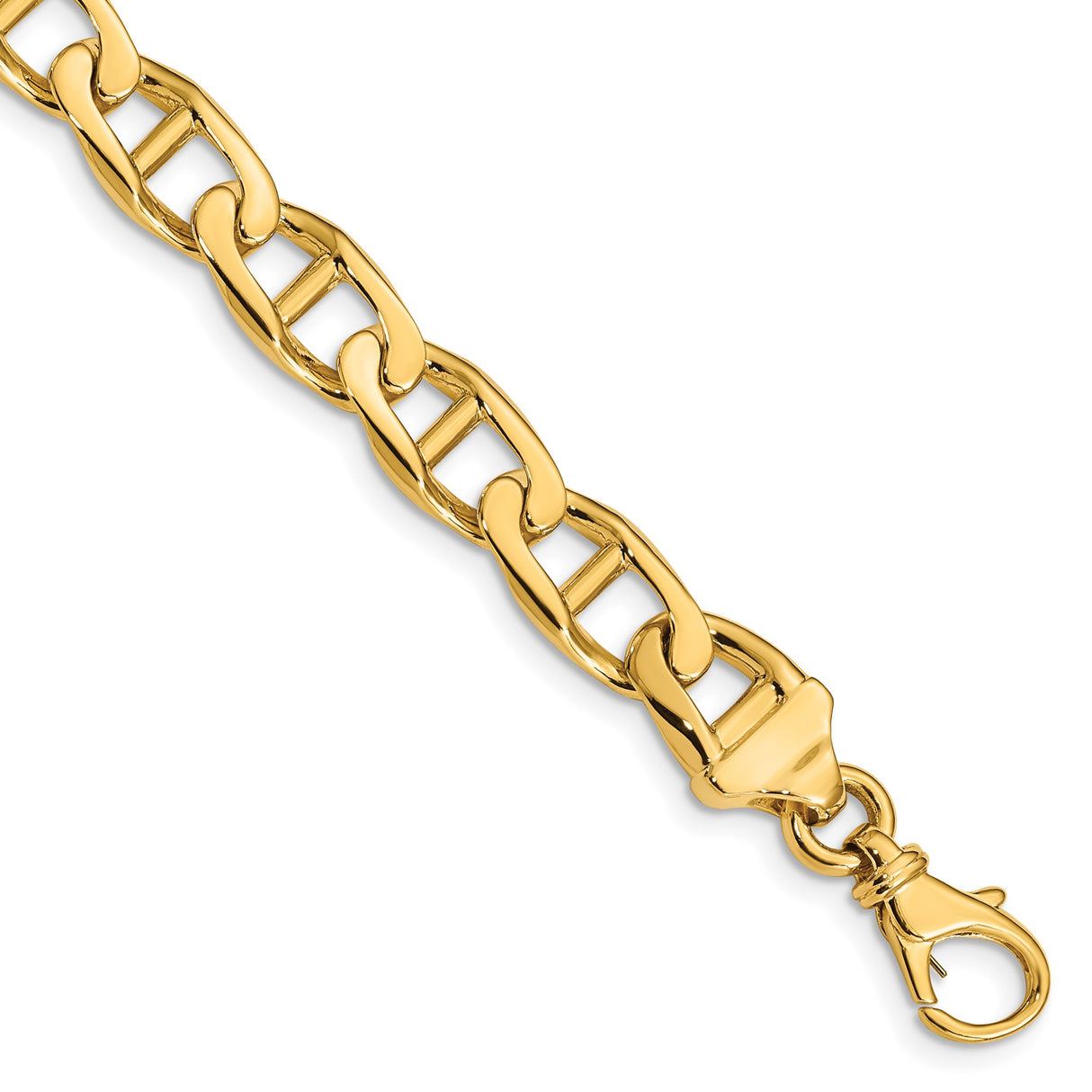 10K Yellow Gold 8.5 mm Polished Chain Bracelet, Solid shown for scale