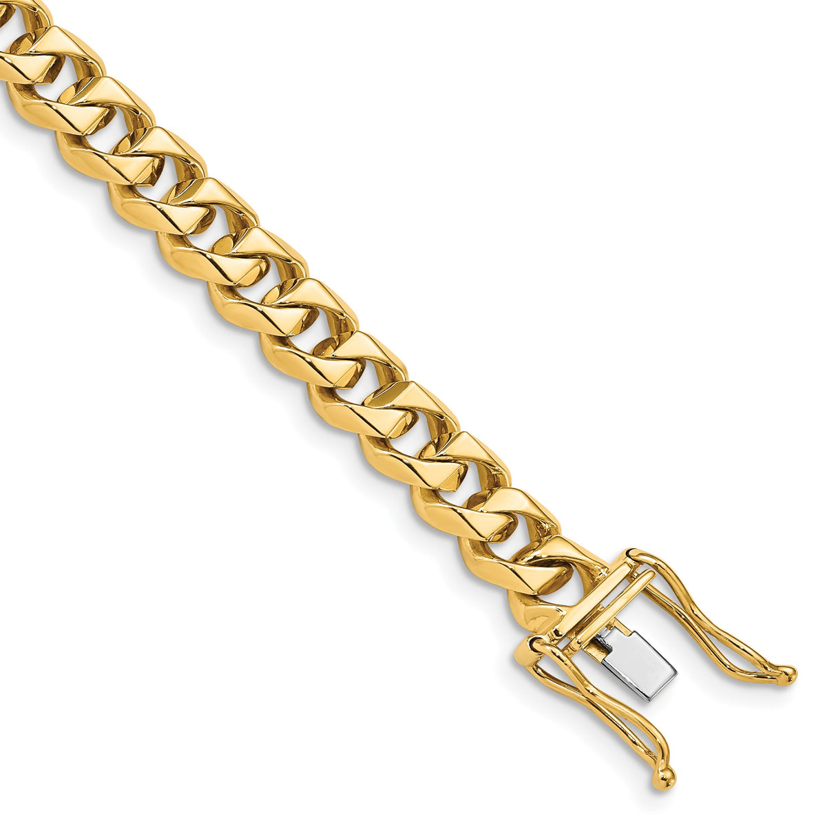 10K Yellow Gold 7 mm Curb Chain Anklet, Polished shown for scale