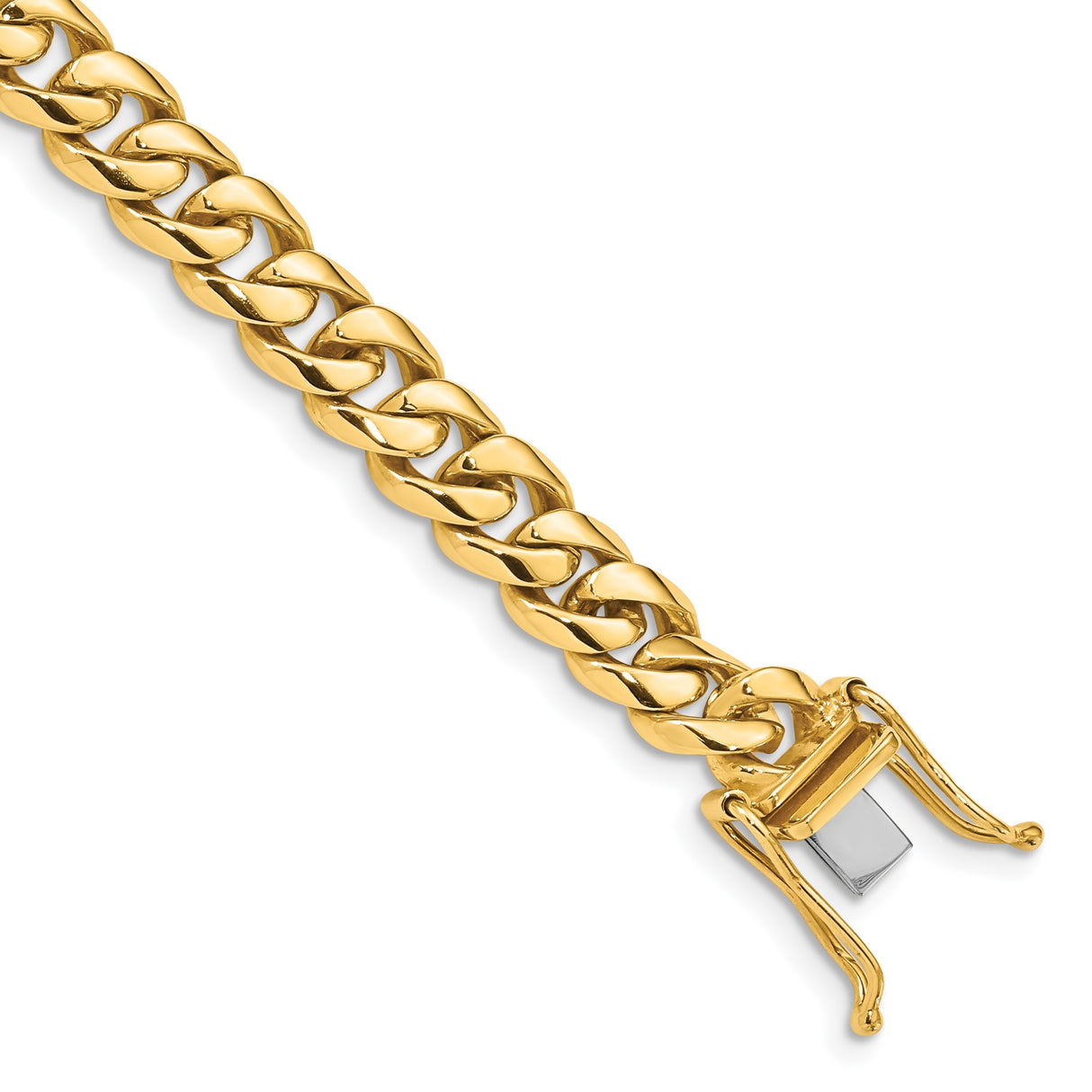 10K Yellow Gold 7.25 mm Curb Chain Bracelet, Polished shown for scale