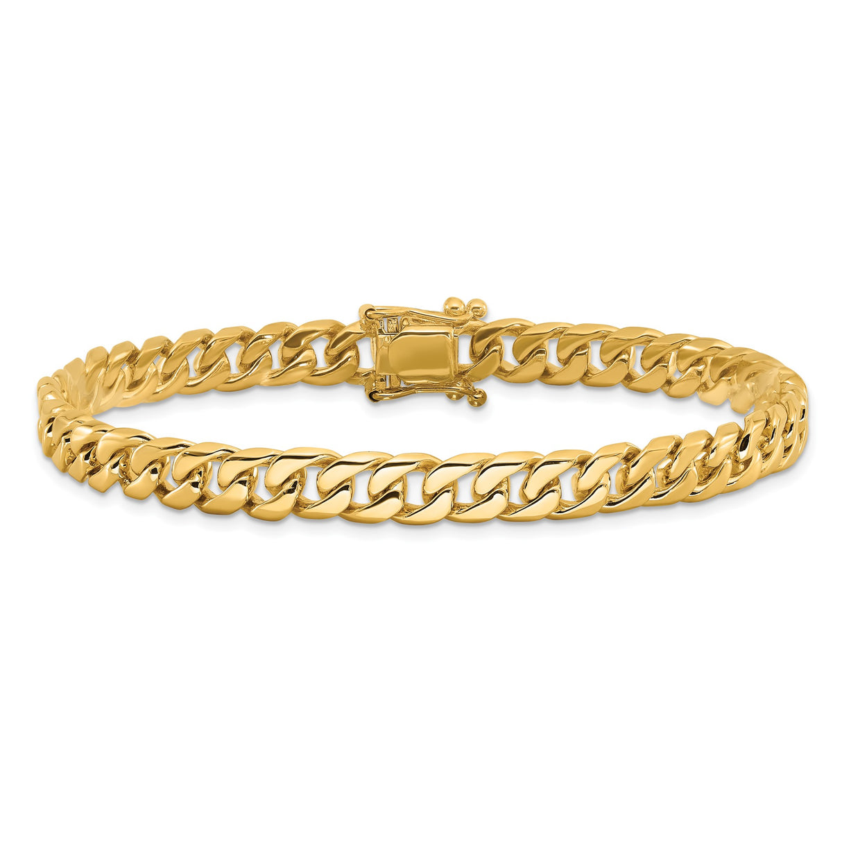 10K Yellow Gold 6.8 mm Curb Chain Bracelet, Polished alternate angle