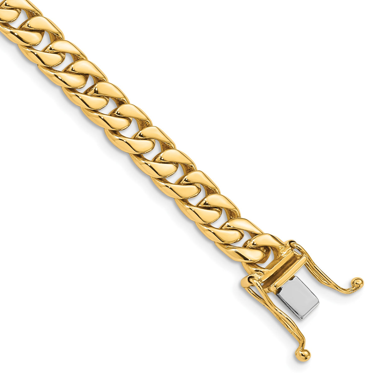 10K Yellow Gold 6.8 mm Curb Chain Bracelet, Polished shown for scale