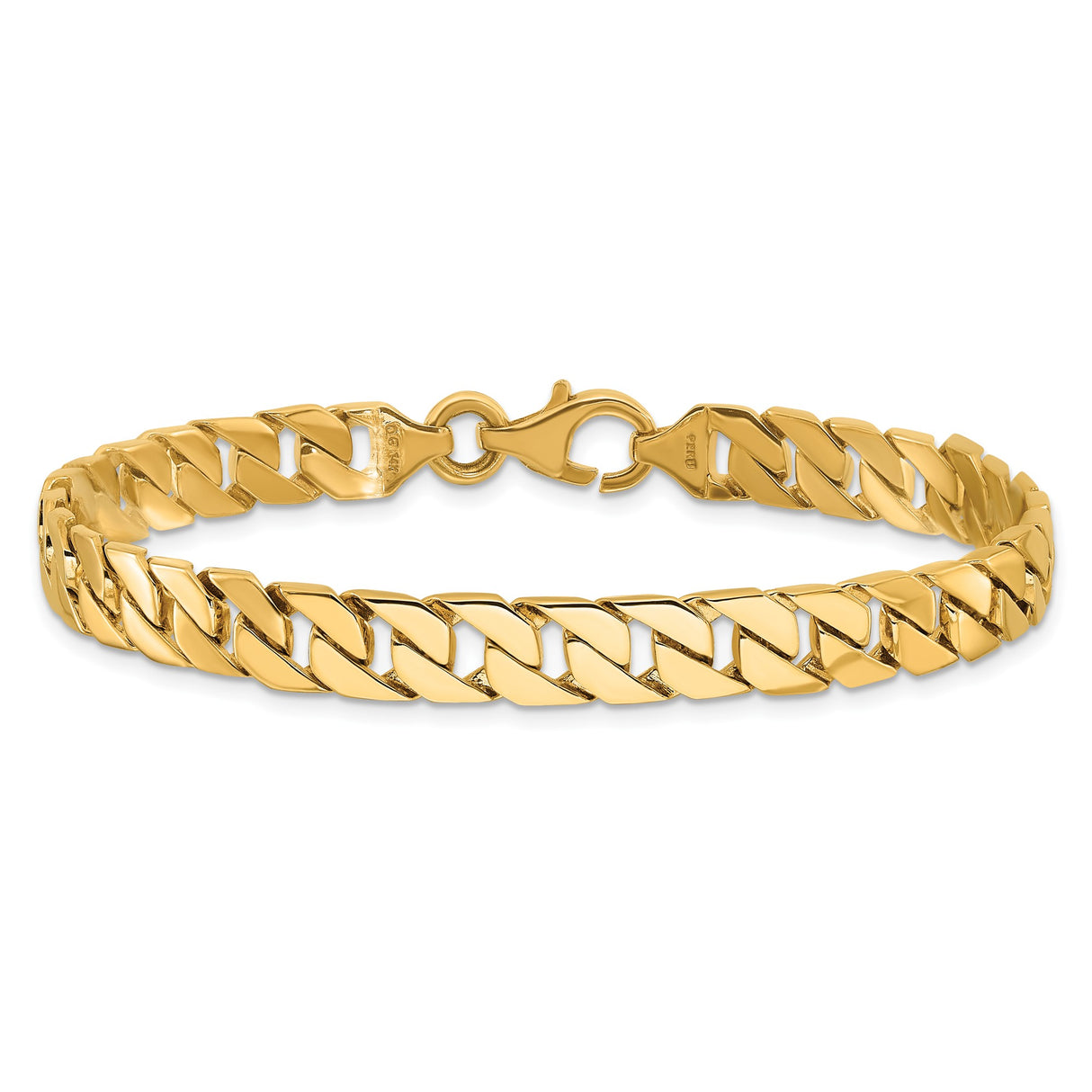 10K Yellow Gold 7.4 mm Polished Chain Bracelet, Solid alternate angle