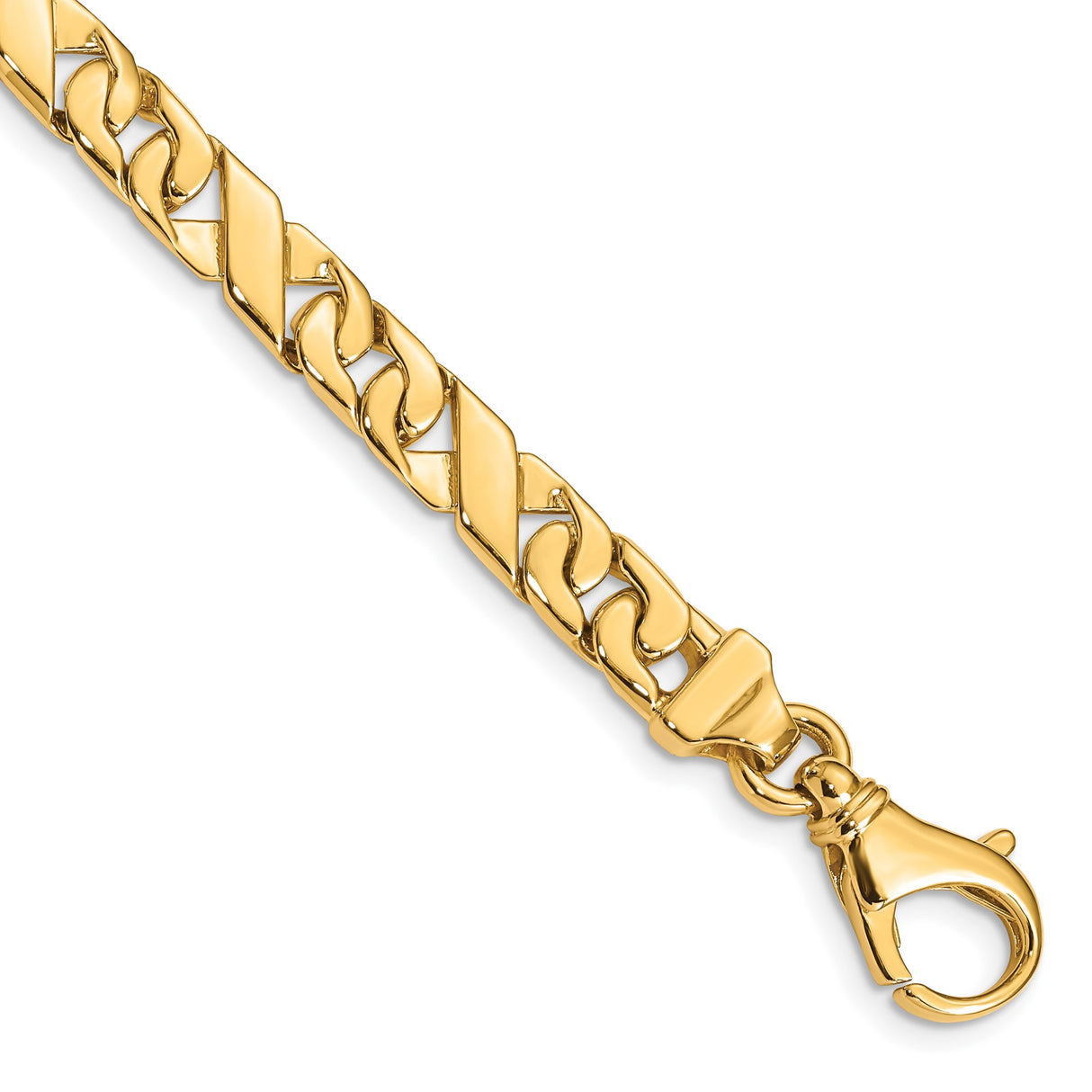 10K Yellow Gold 6.7 mm Polished Chain Bracelet, Solid shown for scale