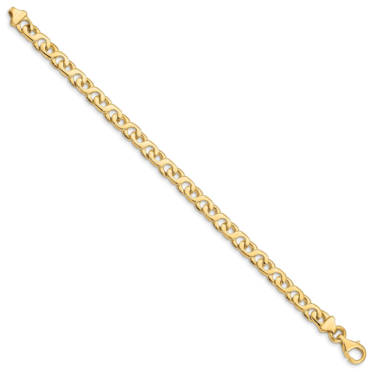 10K Yellow Gold 6.2 mm Polished Chain Anklet, Solid