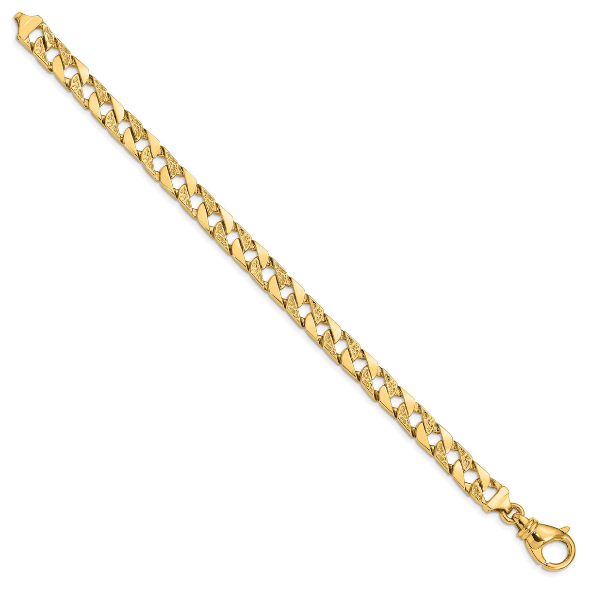 10K Yellow Gold 7.5 mm Polished Chain Bracelet, Solid