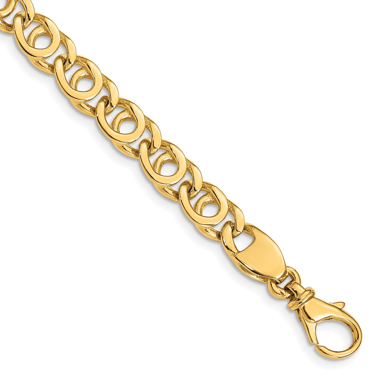 10K Yellow Gold 7 mm Polished Chain Bracelet, Solid alternate angle