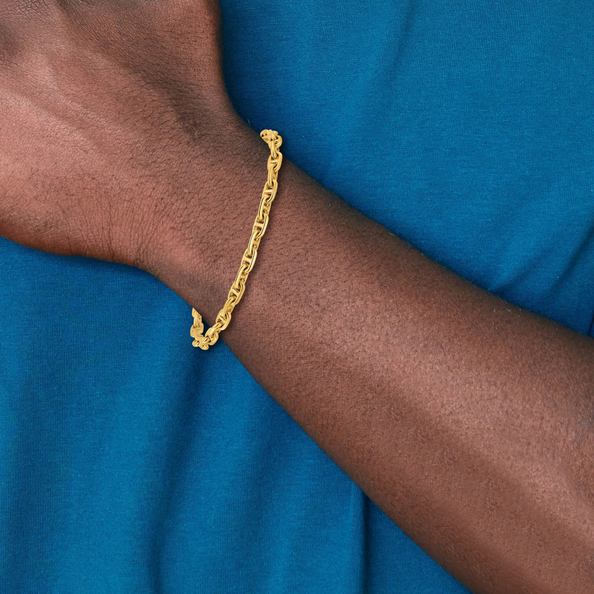10K Yellow Gold 5.1 mm Polished Chain Bracelet, Solid detail view