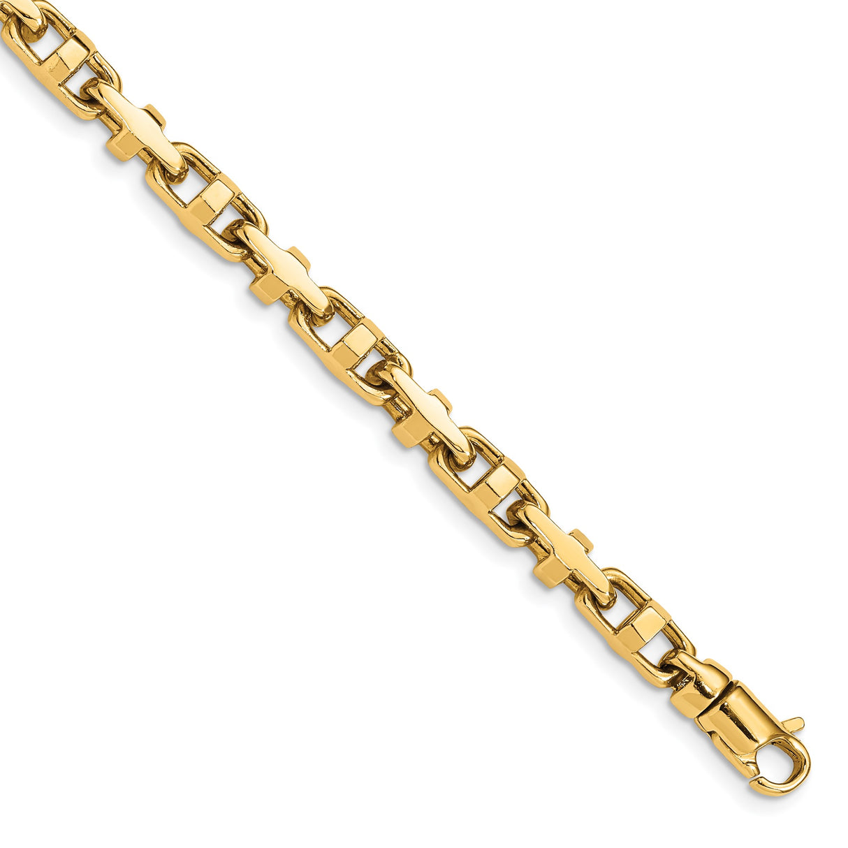 10K Yellow Gold 5 mm Polished Chain Bracelet, Solid alternate angle