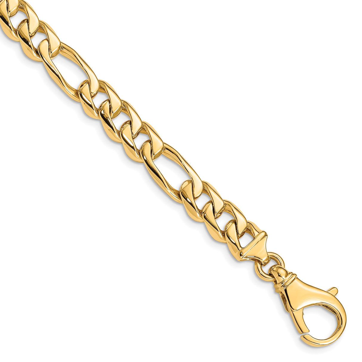 10K Yellow Gold 8.5 mm Polished Chain Bracelet, Solid shown for scale