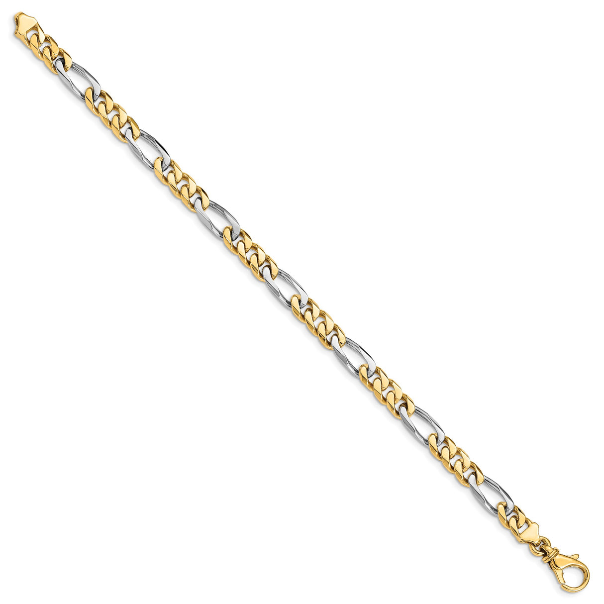10K Two-tone Gold 6.1 mm Polished Chain Bracelet, Solid