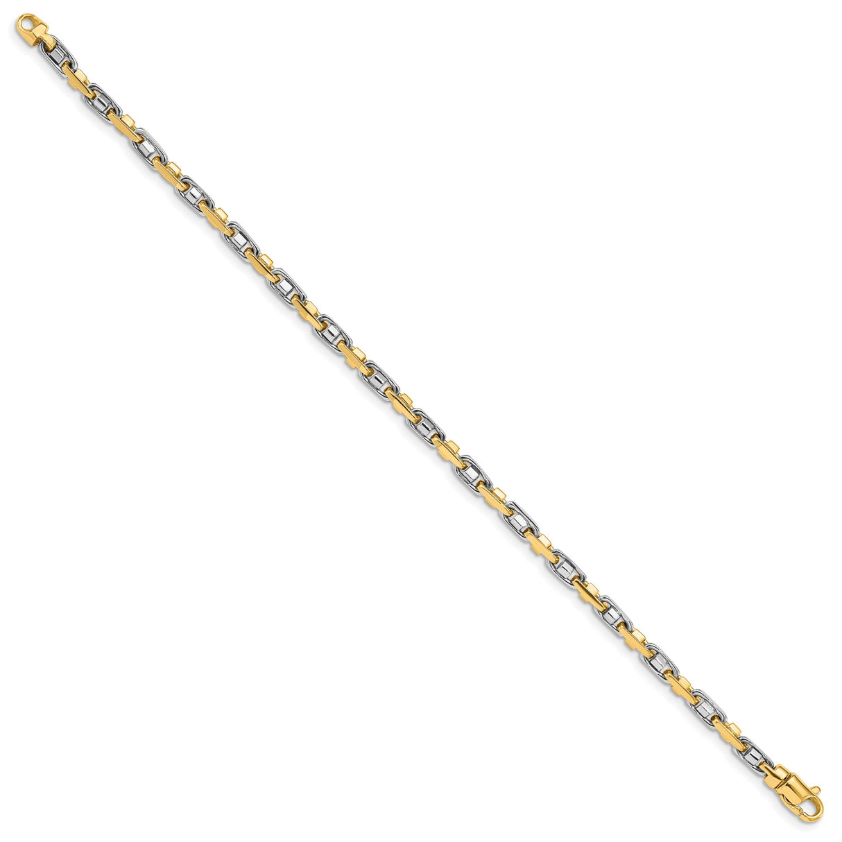 10K Two-tone Gold 3.5 mm Polished Chain Bracelet, Solid