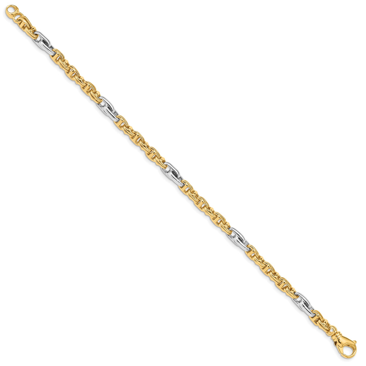 10K Two-tone Gold 5.38 mm Polished Chain Bracelet, Solid
