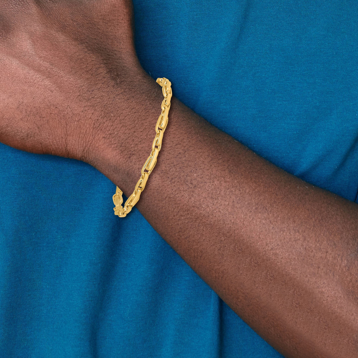 10K Yellow Gold 5 mm Polished Chain Anklet, Solid detail view