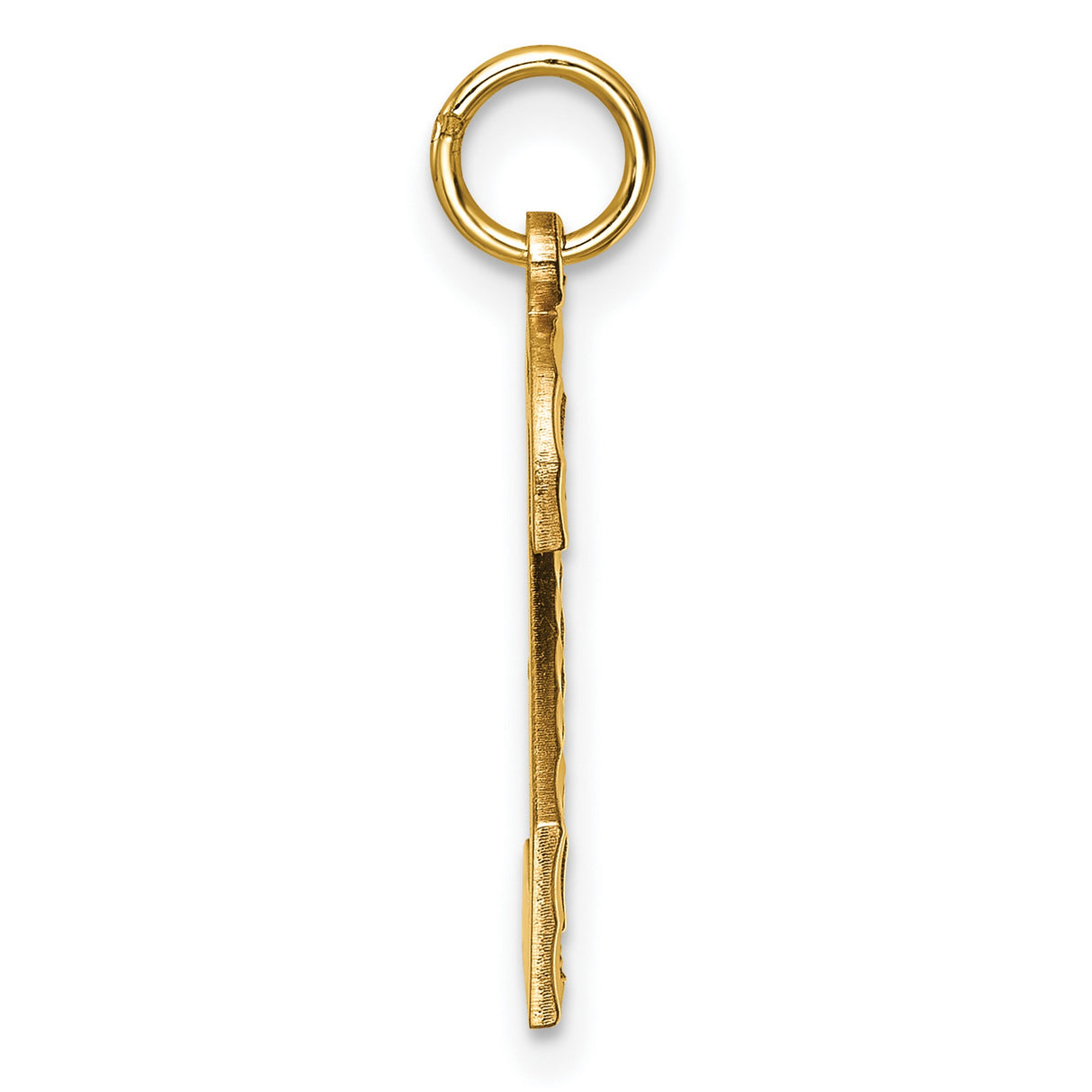 10k Yellow Gold Number 2 Pendant, Textured and Polished Unisex Charm