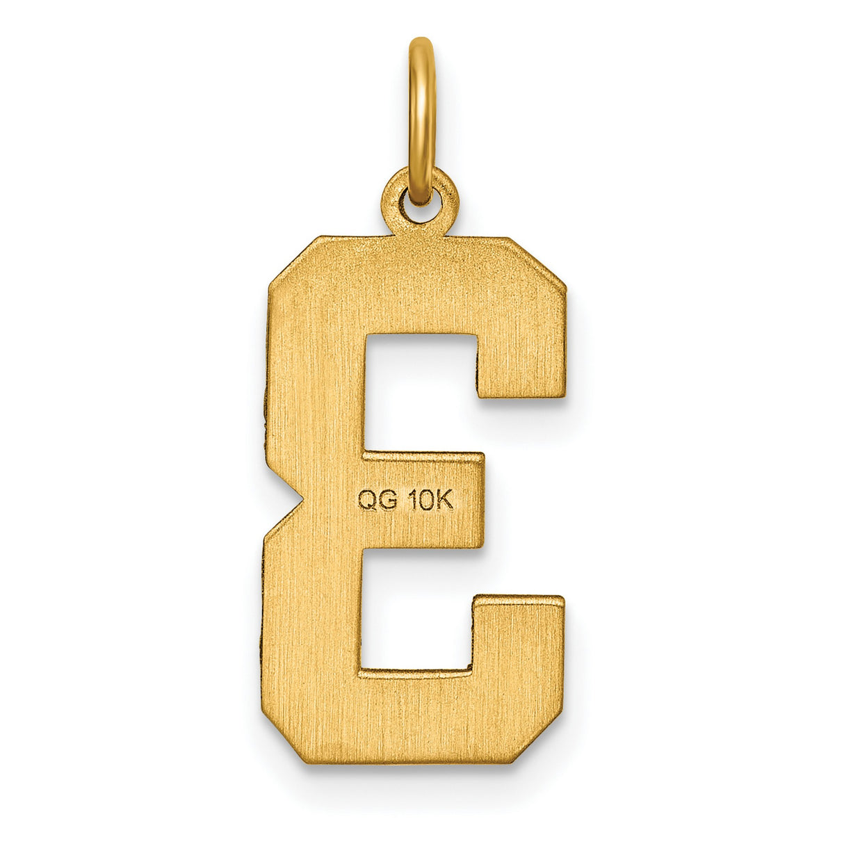 10k Yellow Gold Number 3 Pendant with Diamond Cut Edge and Textured Finish