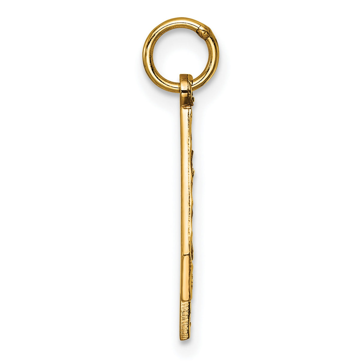 10k Yellow Gold Number 4 Pendant, Textured and Polished Finish, Unisex Lucky Numeric Charm