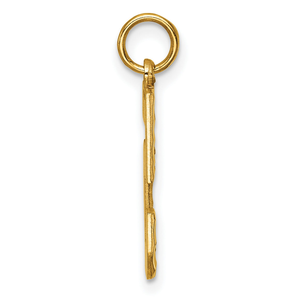 10k Yellow Gold Number 5 Pendant with Textured and Polished Finish, Unisex Numerology Charm