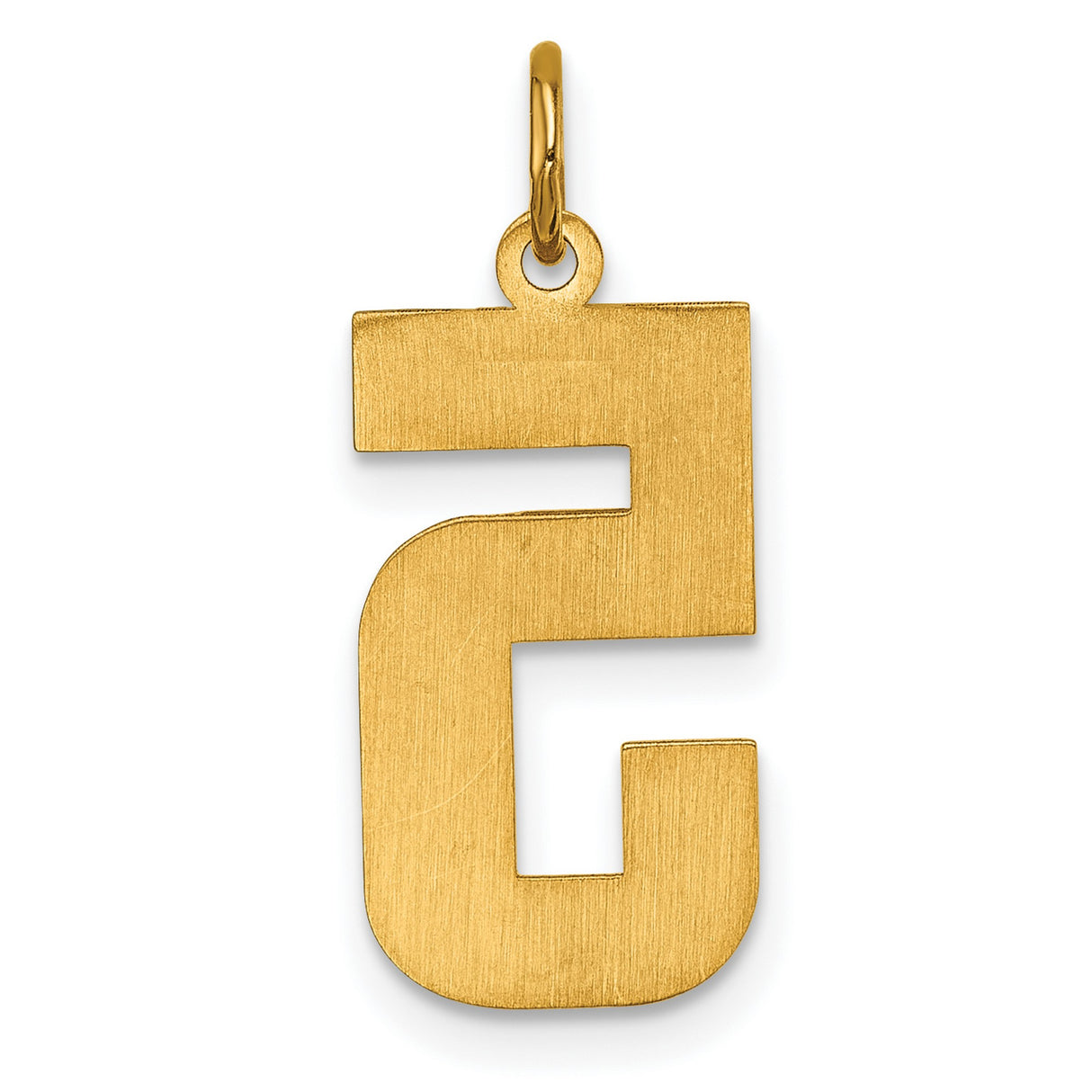 10k Yellow Gold Number 5 Pendant with Textured and Polished Finish, Unisex Numerology Charm