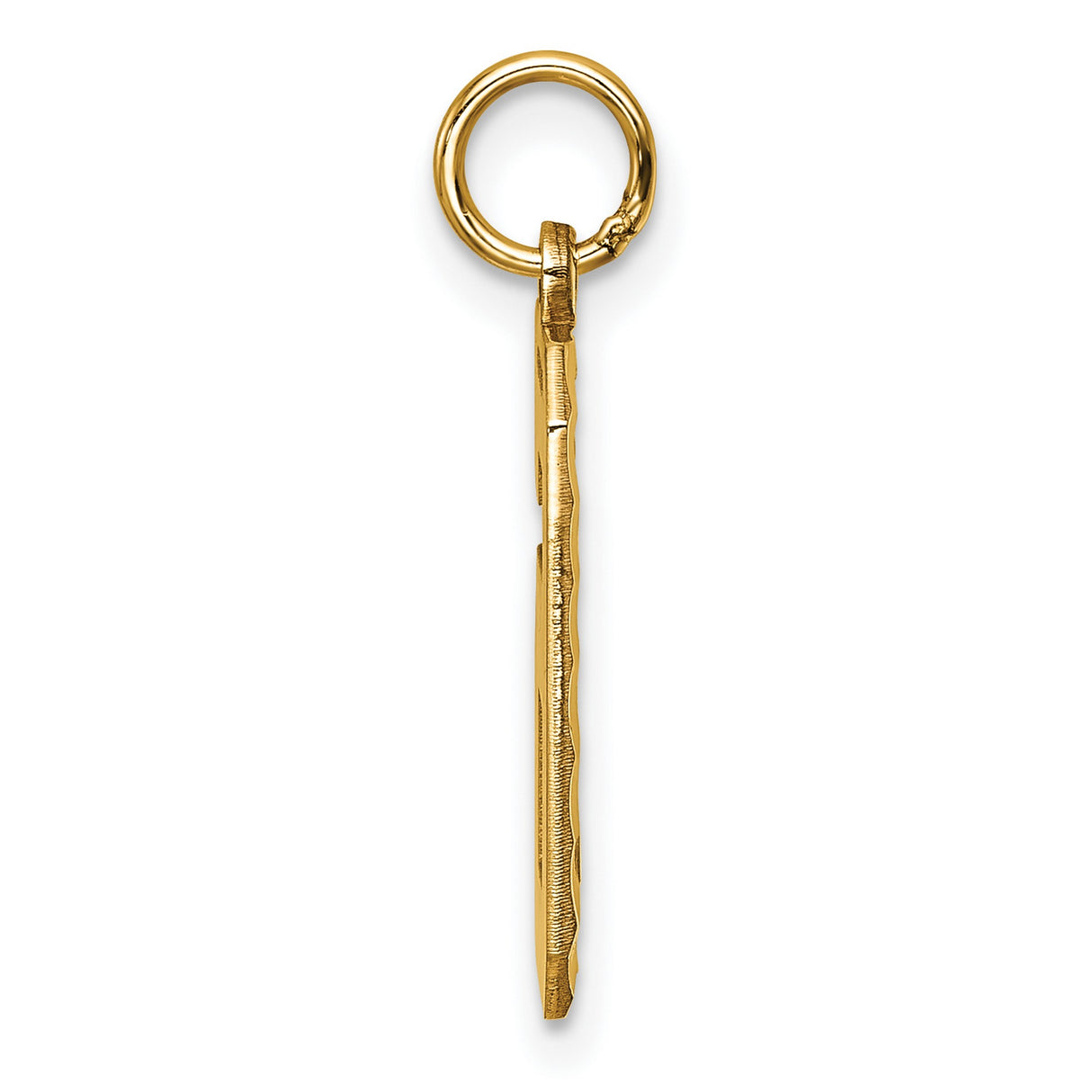 10k Yellow Gold Number 6 Pendant with Textured Interior and Polished Edges, Unisex Sports Charm