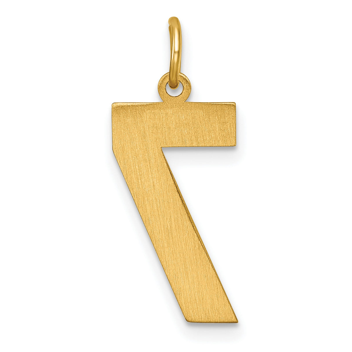 10k Yellow Gold Number 7 Pendant Charm with Textured Finish and Polished Edges