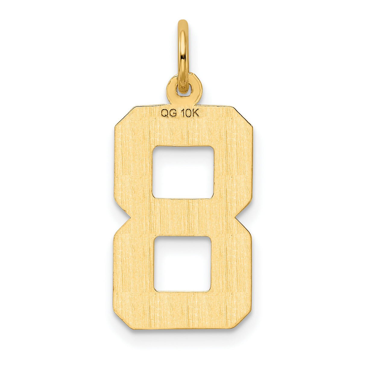 10k Yellow Gold Number 8 Pendant Charm with Textured and Polished Finish