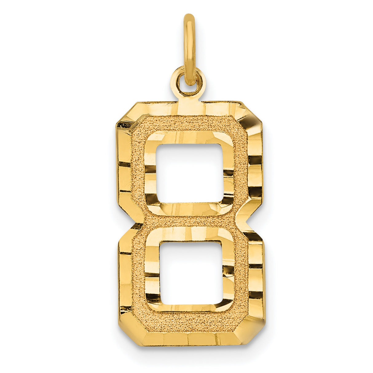 10k Yellow Gold Number 8 Pendant Charm with Textured and Polished Finish