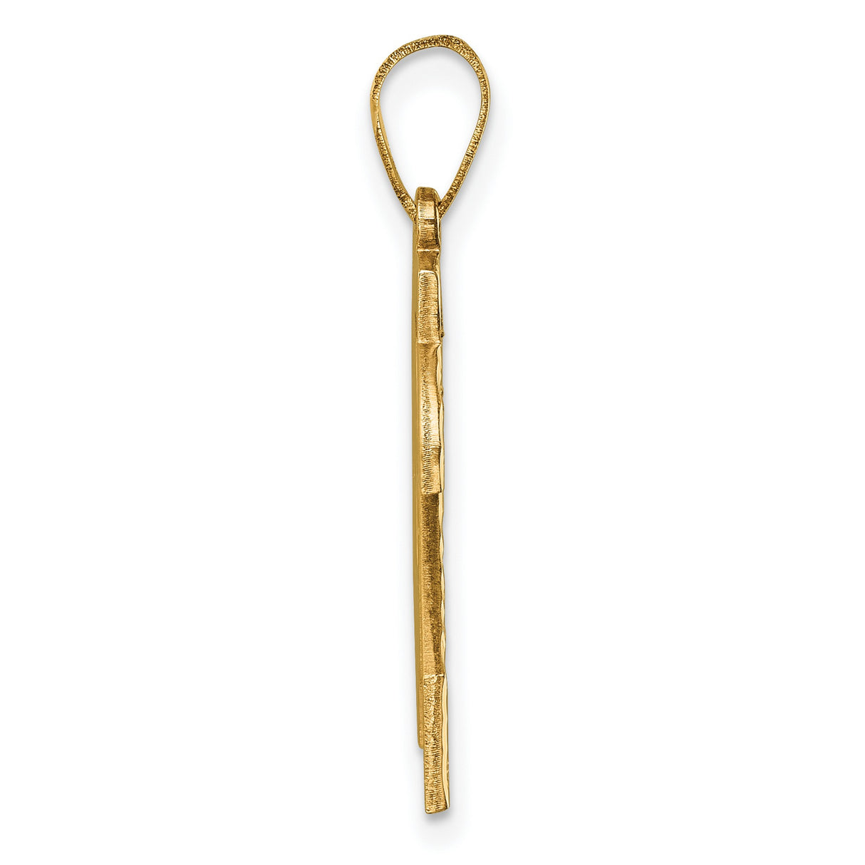 10k Yellow Gold Pendant, Number 24 Sports Charm with Textured Finish and Polished Edges, Unisex