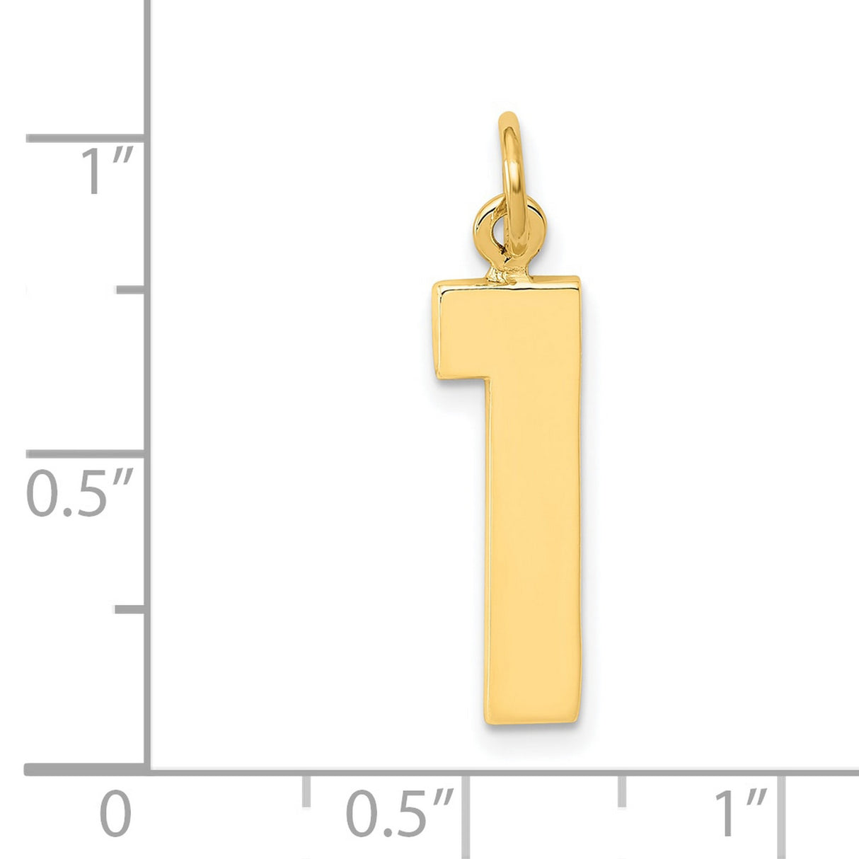 10k Yellow Gold Number One Pendant Charm, Sleek Polished Numeral Symbol for Men or Women