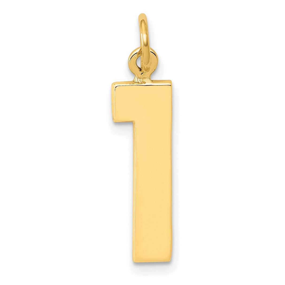 10k Yellow Gold Number One Pendant Charm, Sleek Polished Numeral Symbol for Men or Women