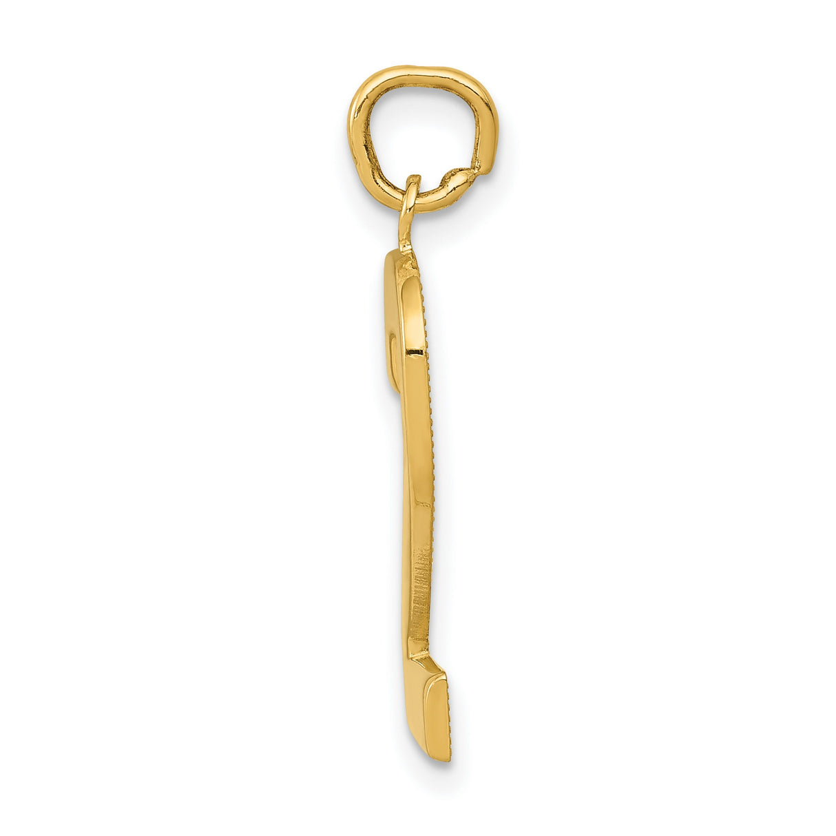 10k Yellow Gold Number 2 Pendant Charm, Polished Block Style, Unisex Modern Design