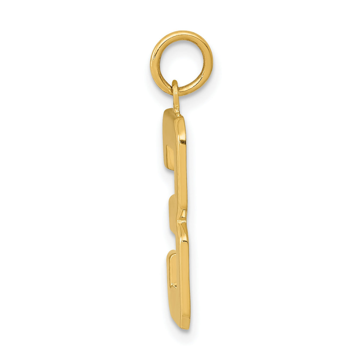 10k Yellow Gold Number 3 Pendant, Bold Block Style Numeric Charm for Men and Women