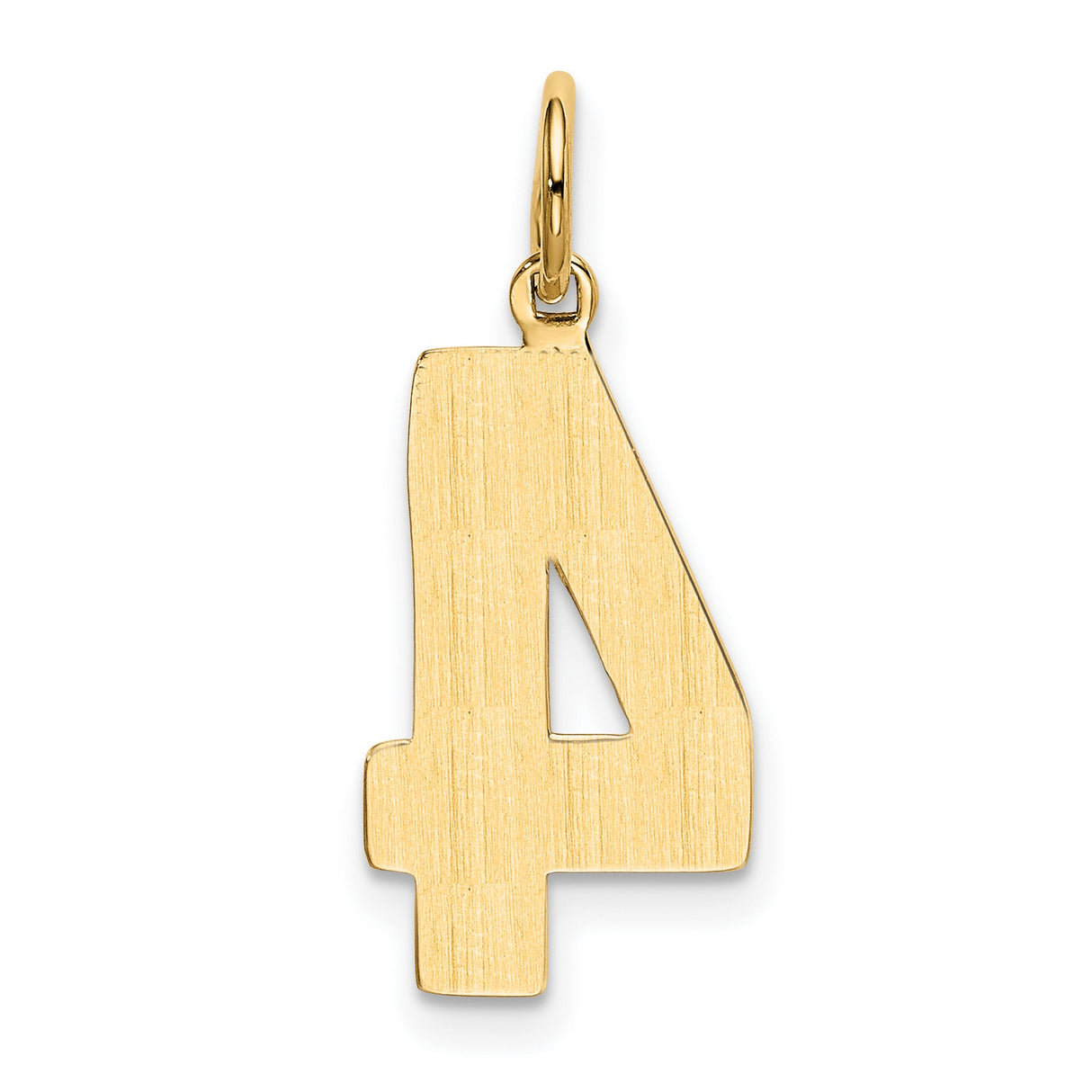 10k Yellow Gold Number 4 Pendant, Solid Gold Numeric Charm for Men or Women