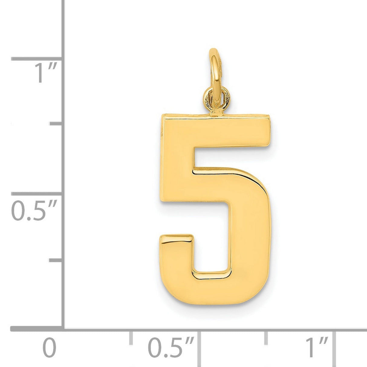 10k Yellow Gold Number 5 Pendant Charm, Polished Unisex Lucky Symbol Jewelry