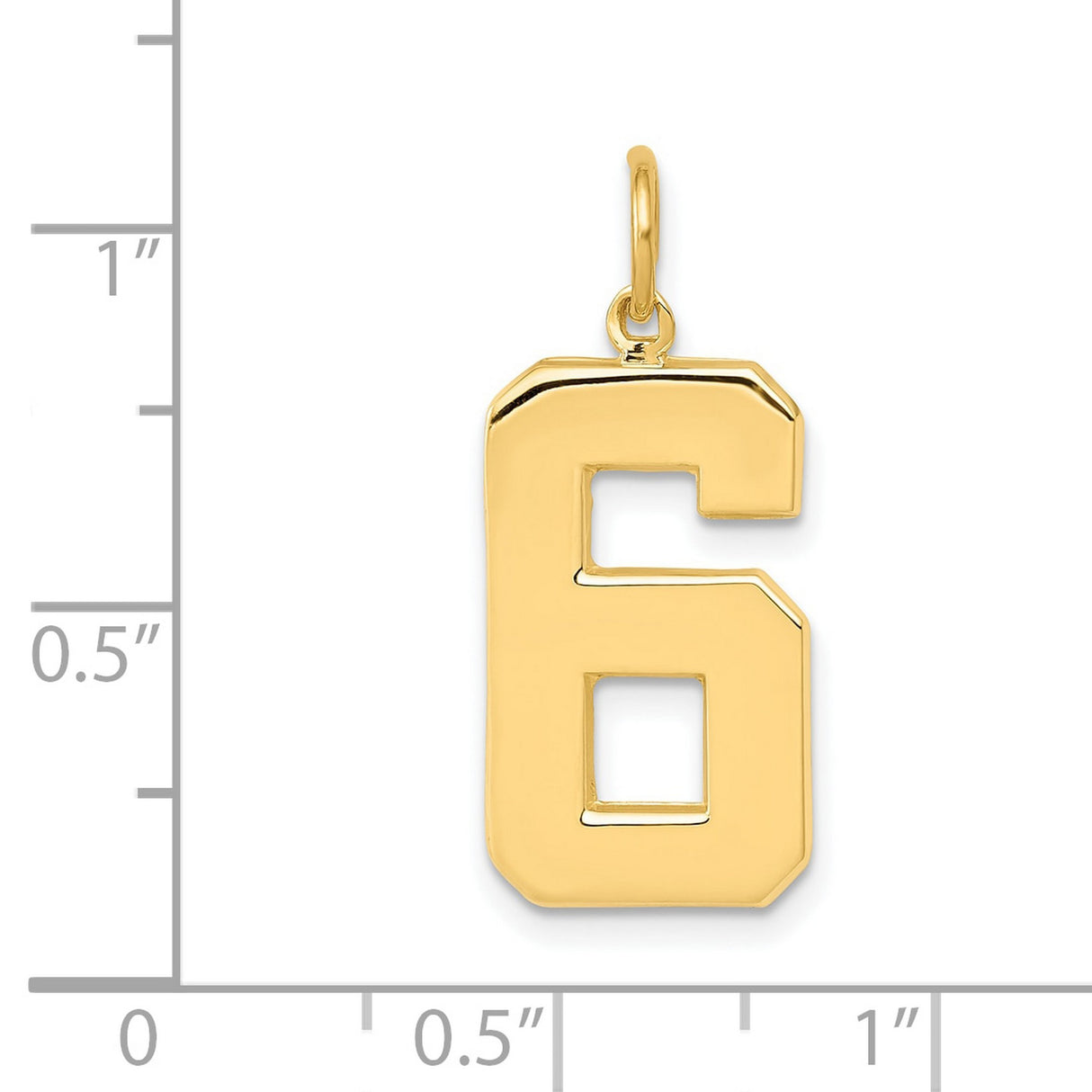 10k Yellow Gold Number 6 Pendant Charm, Polished Finish, Unisex Sports or Lucky Number Style