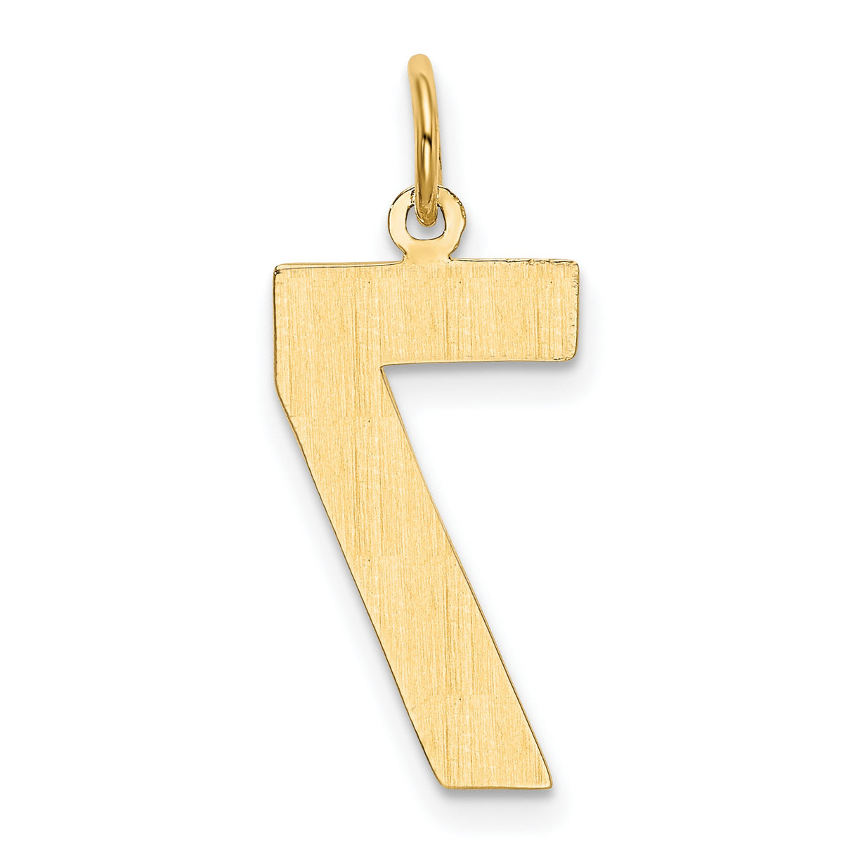 10k Yellow Gold Number Seven Pendant, Polished Minimalist Charm, Unisex Lucky Seven Design