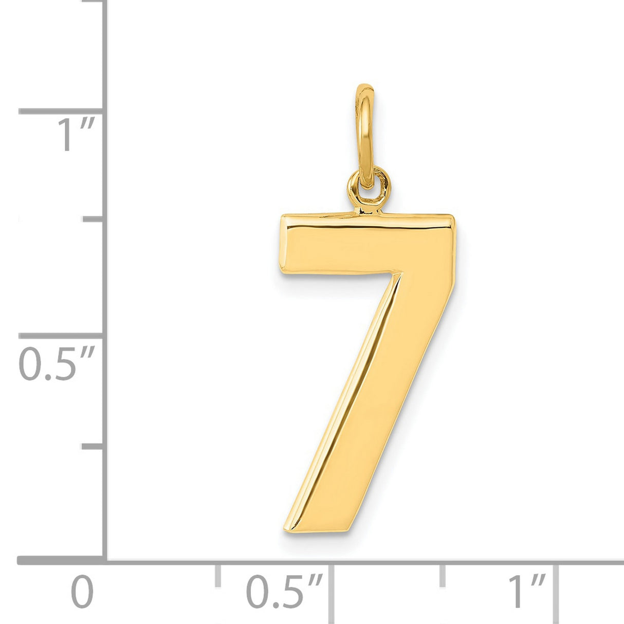 10k Yellow Gold Number Seven Pendant, Polished Minimalist Charm, Unisex Lucky Seven Design