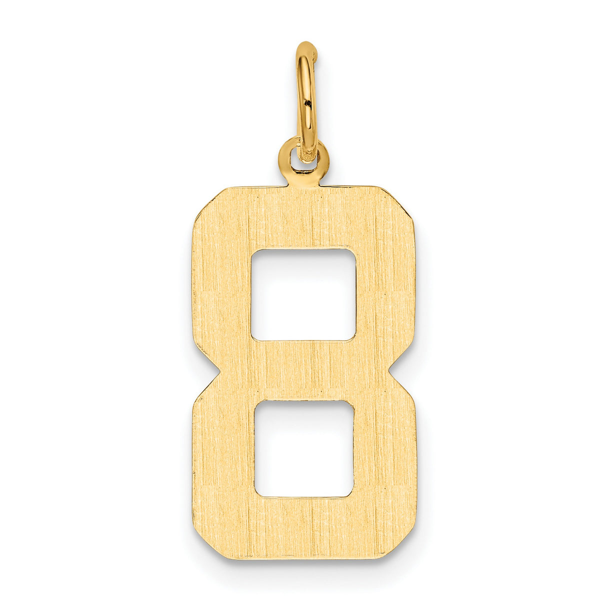 10k Yellow Gold Number 8 Pendant Charm, Polished Block Design, Symbol of Strength and Luck