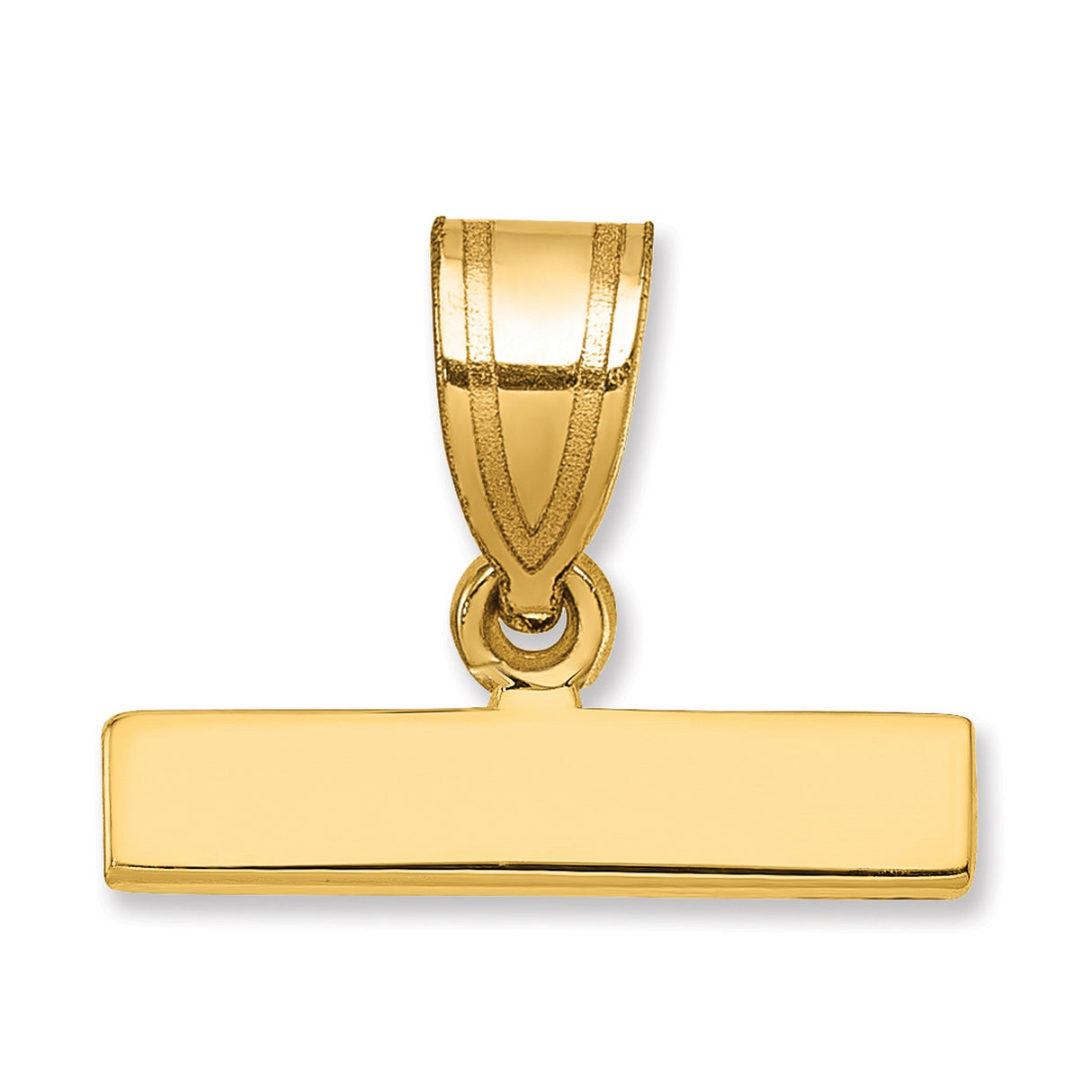 10k Yellow Gold Bar Pendant, Rectangular Vertical Charm, Minimalist Polished Design for Women or Unisex