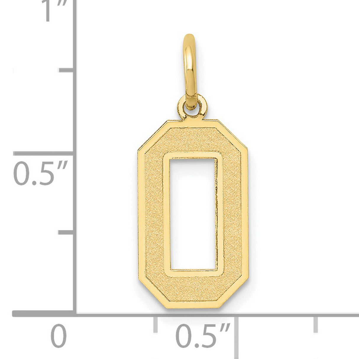 10k Yellow Gold Letter O Pendant, Textured Finish with Polished Edges, Unisex Initial Charm